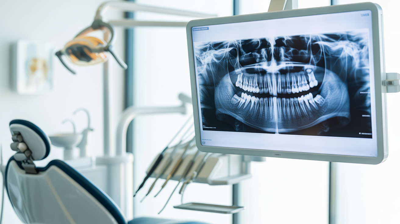 Consultorio dental moderno con radiografía periapical